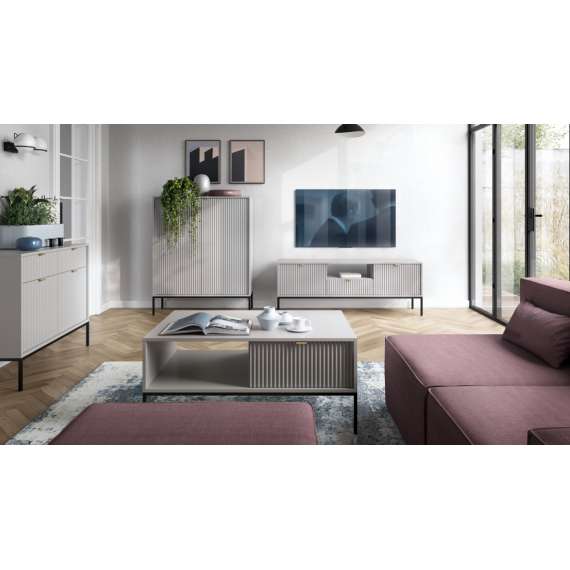 Skjenk Nova 154x83 cm - Grå matt - Spiler - 3 dører - 3 skuffer