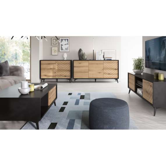 Tv-benk Diamea 154x50 cm - Svart - Trelook