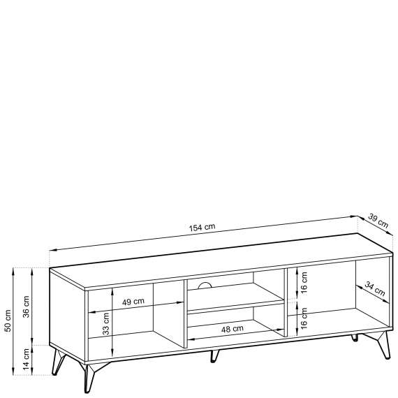 Tv-benk Diamea 154x50 cm - Svart - Trelook