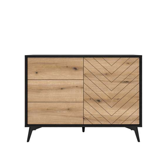Skjenk Diamea 104x77 cm - Svart - Trelook - Skuffer