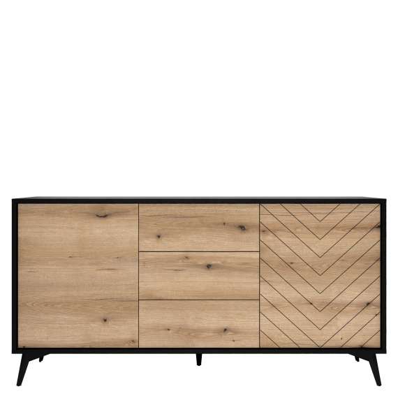 Skjenk Diamea 154x77 cm - Svart - Trelook - Skuffer