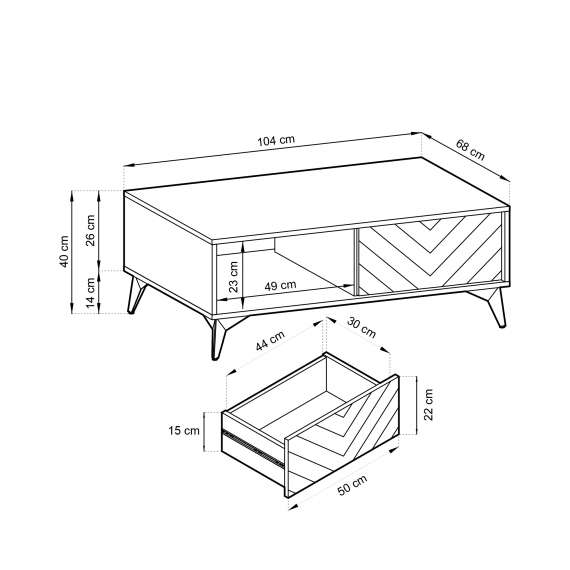 Sofabord Diamea 107x40 cm - Svart - Trelook
