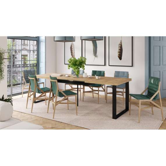 Spisebord Avari 120-270 cm - eik craft - metallben