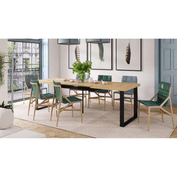 Spisebord Avari 120-270 cm - eik artisan - metallben