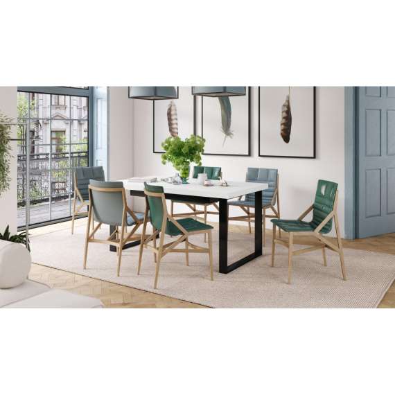 Spisebord Avari 120-270 cm - hvit matt - metall bein