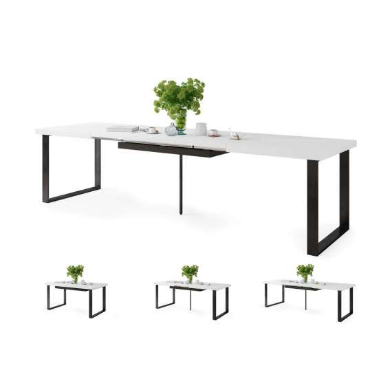 Spisebord Avari 120-270 cm - hvit matt - metall bein
