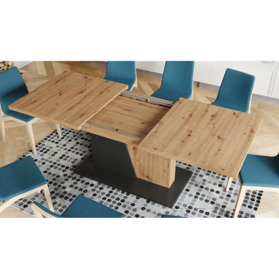 Spisebord Noble 160-218 cm - eik artisan - antrasitt