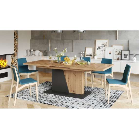 Spisebord Noble 160-218 cm - eik artisan - antrasitt