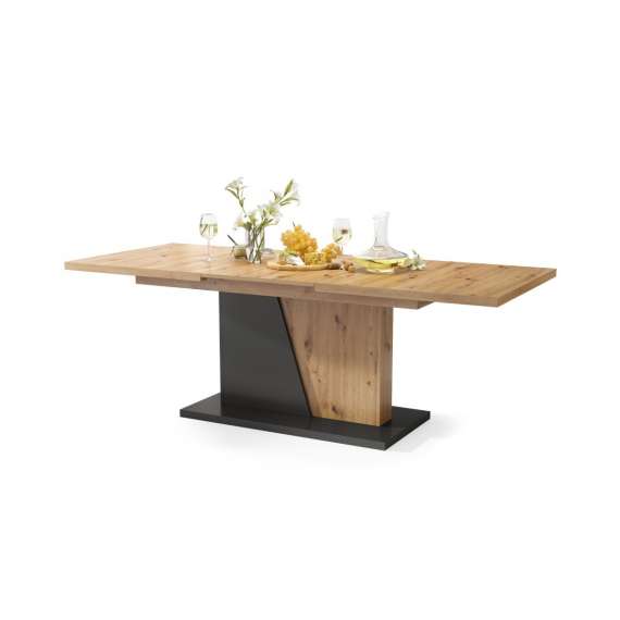 Spisebord Noble 160-218 cm - eik artisan - antrasitt