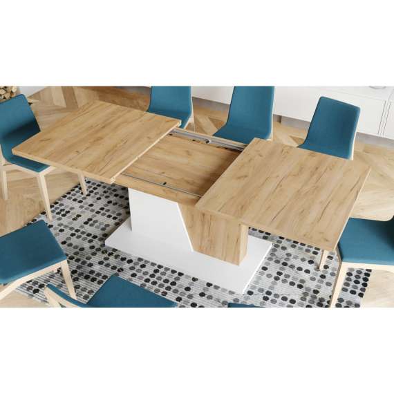 Spisebord Noble 160-218 cm - eik craft gold - hvit matt