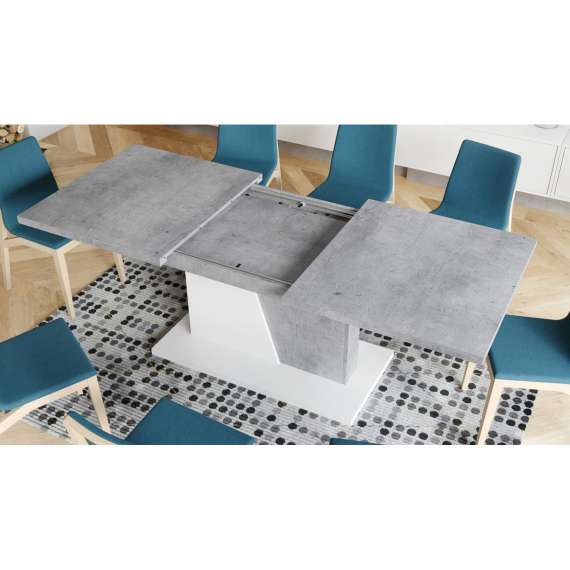 Spisebord Noble 160-218 cm - betong - hvit matt