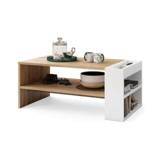Stuebord Nefri 100x55 cm - eik wotan - hvit matt - med hyller