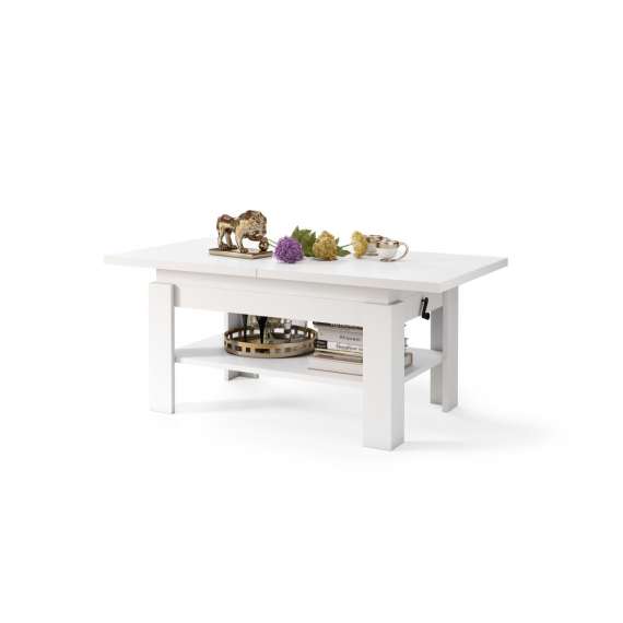 Sofabord Rio 130x55/67 cm - hvit matt - justerbar høyde og bredde