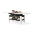 Sofabord Rio 130x55/67 cm - hvit matt - antrasitt - justerbar høyde og bredde