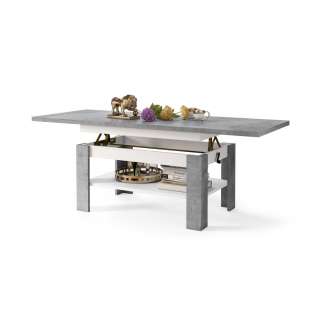 Sofabord Rio 130x55/67 cm - betong - hvit matt - justerbar høyde