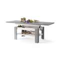 Sofabord Rio 130x55/67 cm - betong - hvit matt - justerbar høyde