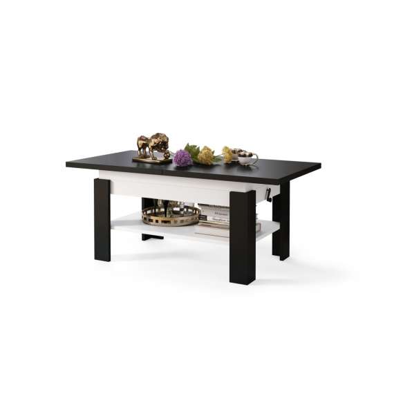 Sofabord Rio130x55/67 cm - svart matt - hvit matt - justerbar høyde