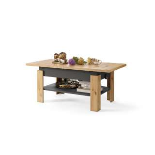 Sofabord Rio 130x55/67 cm - eik artisan - antrasitt - justerbar høyde
