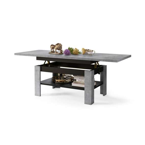 Sofabord Rio 130x55/67 cm - betong - svart matt - justerbar høyde