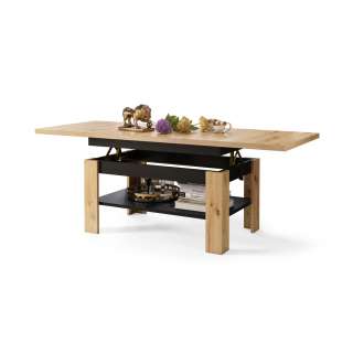Sofabord Rio 130x55/67 cm - eik artisan - svart matt - justerbar høyde