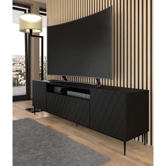 Tv-benk Diuna 145x60 cm - Svart matt/Svart