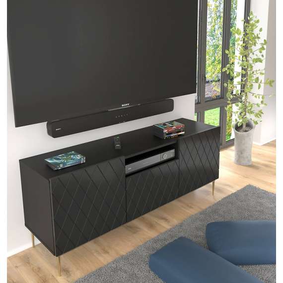 Tv-benk Diuna 145x60 cm - Svart matt/Svart