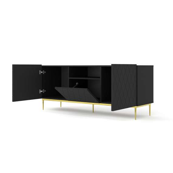 Tv-benk Diuna 145x60 cm - Svart matt/Gull