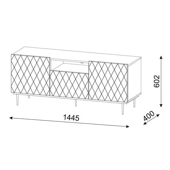 Tv-benk Diuna 145x60 cm - Svart matt/Gull