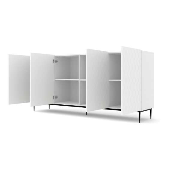 Skjenk Diuna 193x90 cm - Hvit matt/Svart