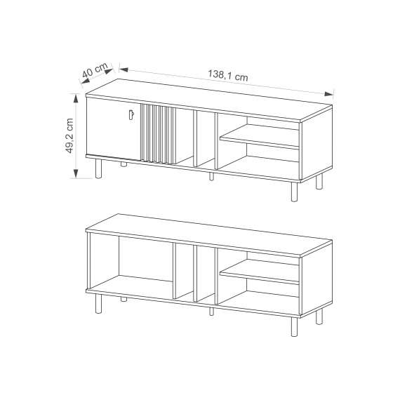 Tv-benk Madi 138x49 cm - dør - hyller