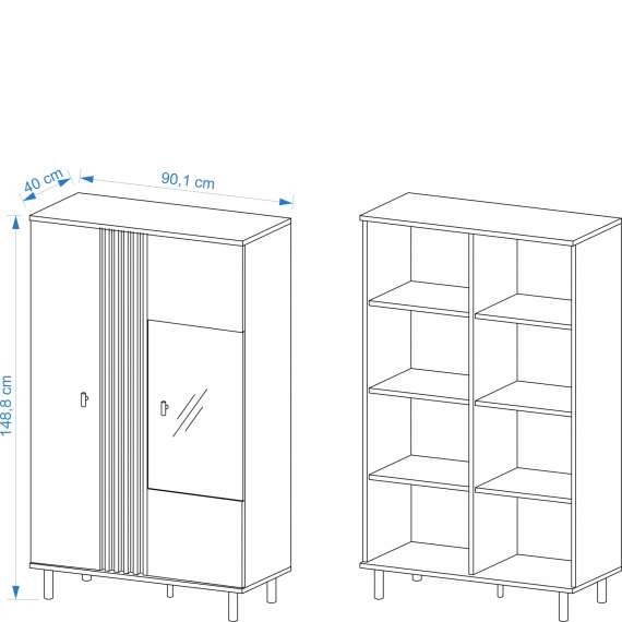 Vitrineskap Madis 90x149 cm - 2 dører