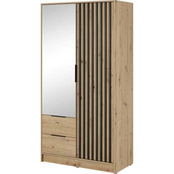 Garderobeskap Nelly 105x200 cm - 2 dører - Speil - Spiler