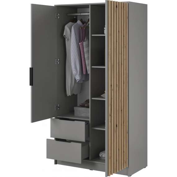 Garderobeskap Nelly 105x200 cm - 2 dører - Speil - Spiler