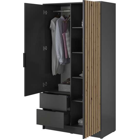 Garderobeskap Nelly 105x200 cm - 2 dører - Speil - Spiler