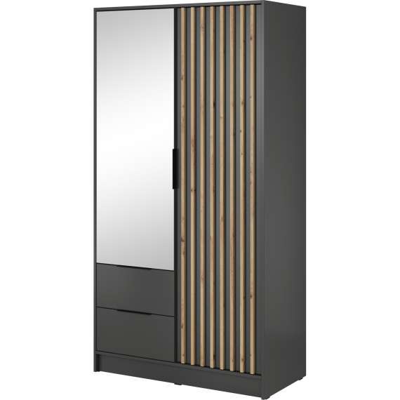 Garderobeskap Nelly 105x200 cm - 2 dører - Speil - Spiler