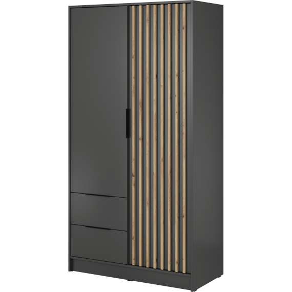 Garderobeskap Nelly 105x200 cm - 2 dører - 2 skuffer - Spiler