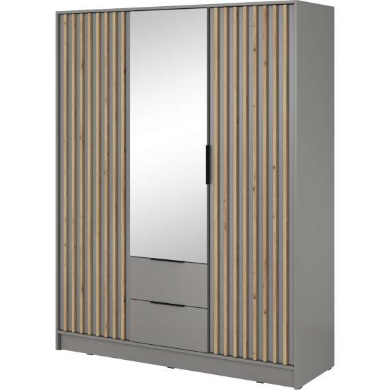 Garderobeskap Nelly 155x200 cm - 3 dører - Speil - Spiler
