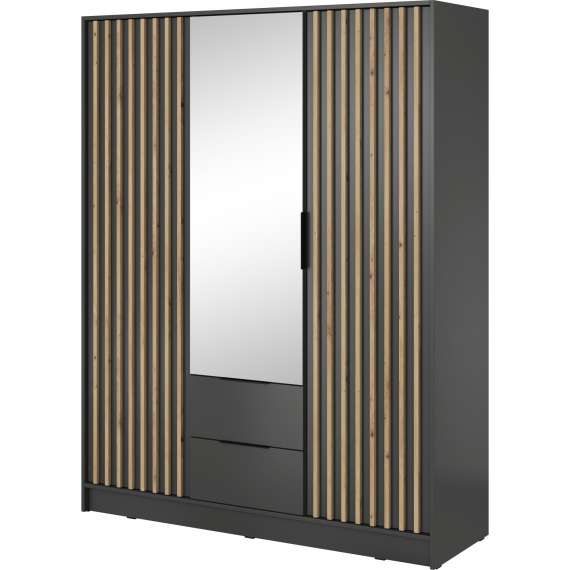Garderobeskap Nelly 155x200 cm - 3 dører - Speil - Spiler