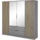 Garderobeskap Nelly 206x200 cm - 4 dører - speil - spiler