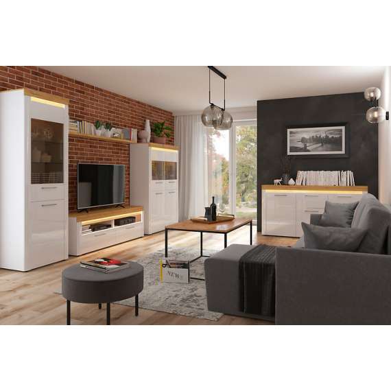 Garderobe Horton 107x205 cm - Hvit høyglans