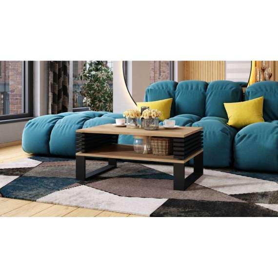 Sofabord Gokke 90x60 cm - eik craft - svart matt