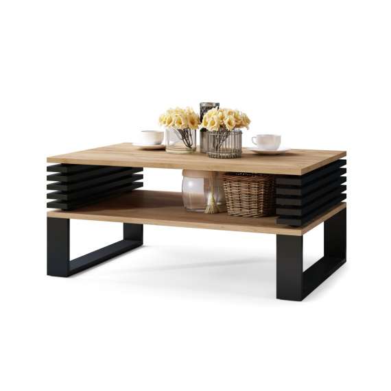 Sofabord Gokke 90x60 cm - eik craft - svart matt