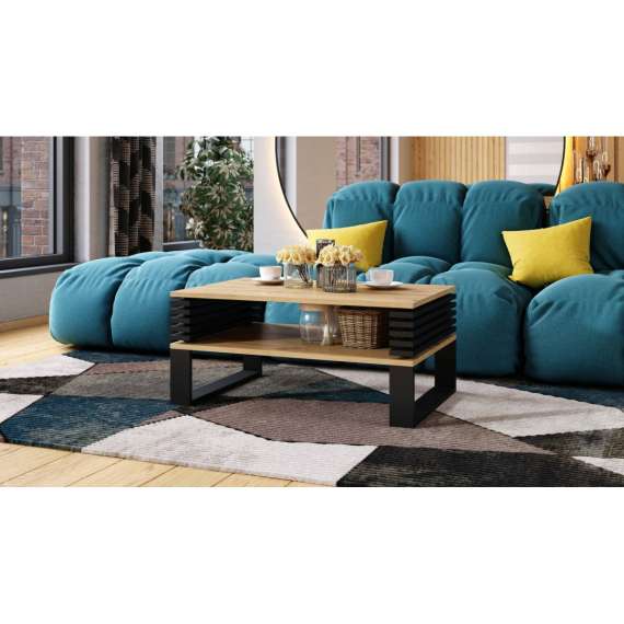 Sofabord Gokke 90x60 cm - eik artisan - svart matt
