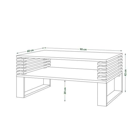 Sofabord GOKEE 90x60 cm - betong - svart matt