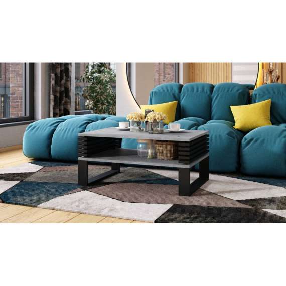 Sofabord GOKEE 90x60 cm - betong - svart matt