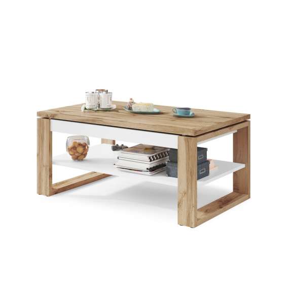 Sofabord Alvin 110x65 cm - eik wotan - hvit matt