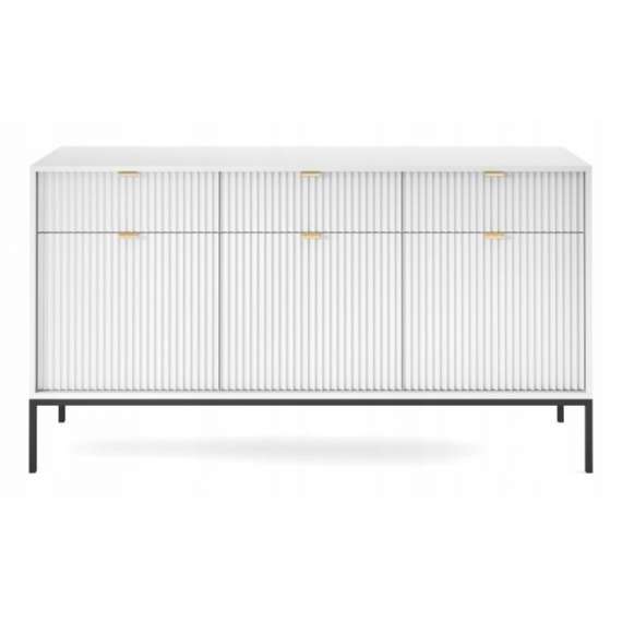 Skjenk Nova 154x83 cm - Hvit matt - Spiler - 3 dører - 3 skuffer