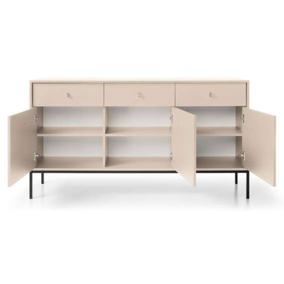 Skjenk Mono 154x83 cm - Beige - 3 skuffer - 3 dører