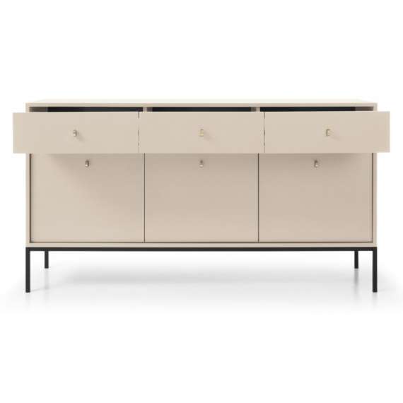 Skjenk Mono 154x83 cm - Beige - 3 skuffer - 3 dører
