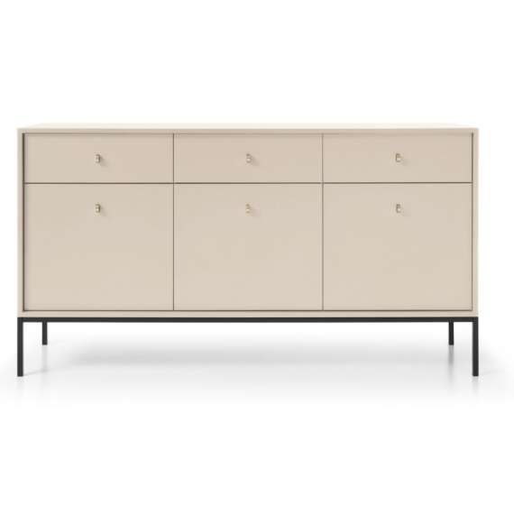 Skjenk Mono 154x83 cm - Beige - 3 skuffer - 3 dører